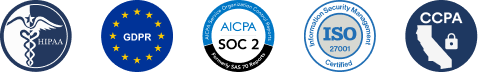 HIPAA, GDPR, SOC 2, ISO 27001, and CCPA compliance certifications